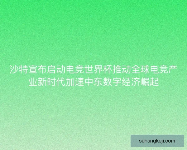 沙特宣布启动电竞世界杯推动全球电竞产业新时代加速中东数字经济崛起 沙特宣布启动电竞世界杯推动全球电竞产业新时代加速中东数字经济崛起