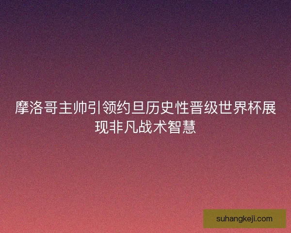 摩洛哥主帅引领约旦历史性晋级世界杯展现非凡战术智慧